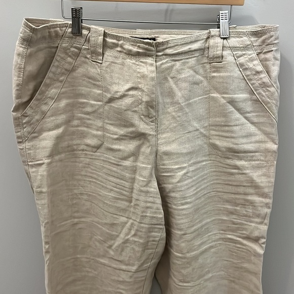 Charter Club Linen Trousers Pants Cropped Classic Fit Size 16 Tan Wide Leg - Picture 2 of 7
